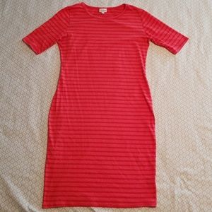 LuLaRoe Julie dress red/heather stripe (size M)